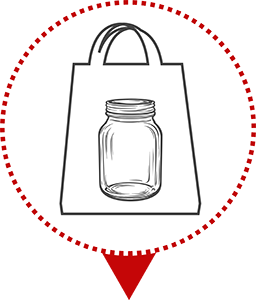 icône vente avec cabas et pot hémétique du safran de Gervan, producteur de safran en France.